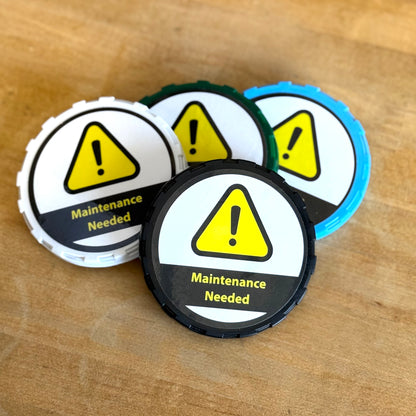 MAINTENANCE NEEDED Keg Cap Stickers (2.25") – Pack of 50