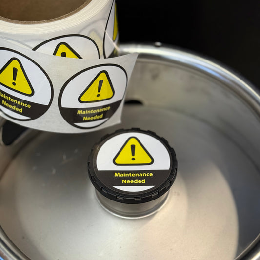 MAINTENANCE NEEDED Keg Cap Stickers (2.25") – Pack of 50